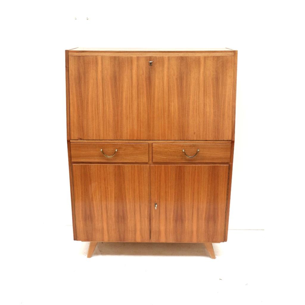 Vintage design secretaire jaren '60 '70 midcentury bureau, Verzenden