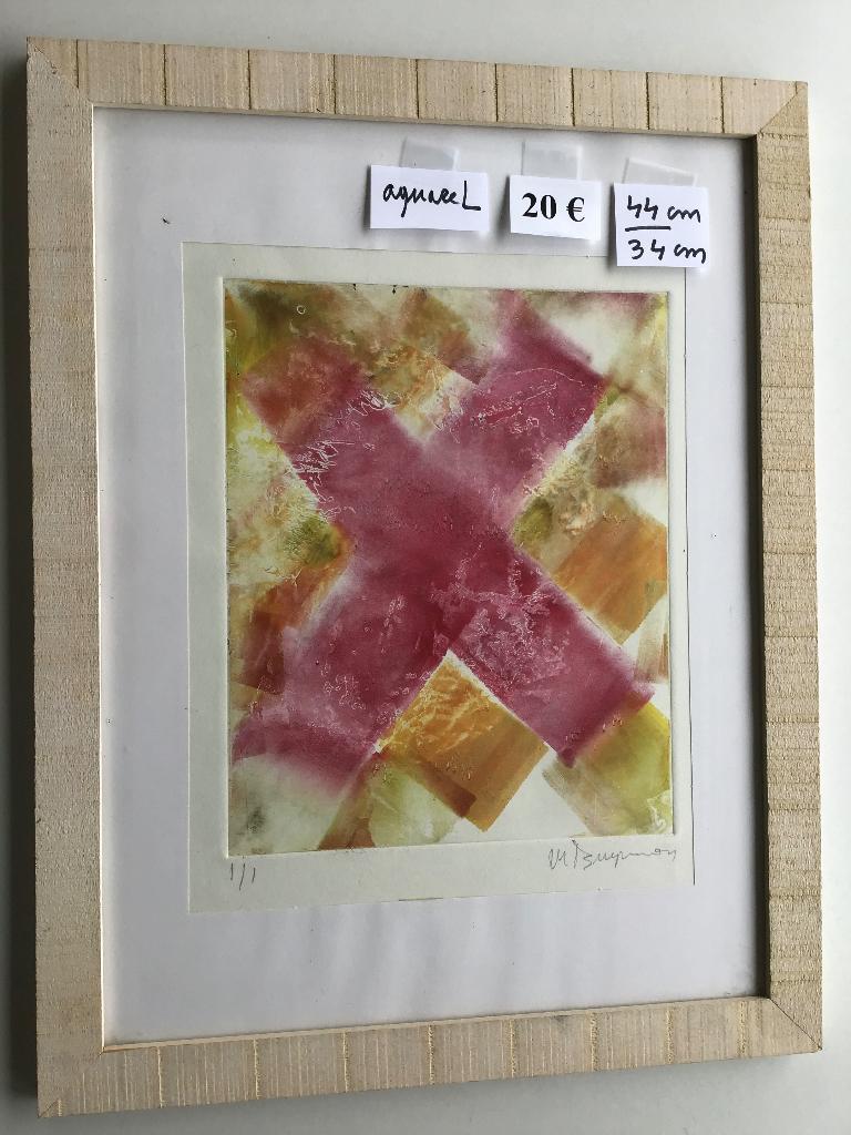 mooie aquarel van 44 cm op 34 cm voor 20 euro, Antiek en Kunst, Kunst | Etsen en Gravures, Ophalen of Verzenden