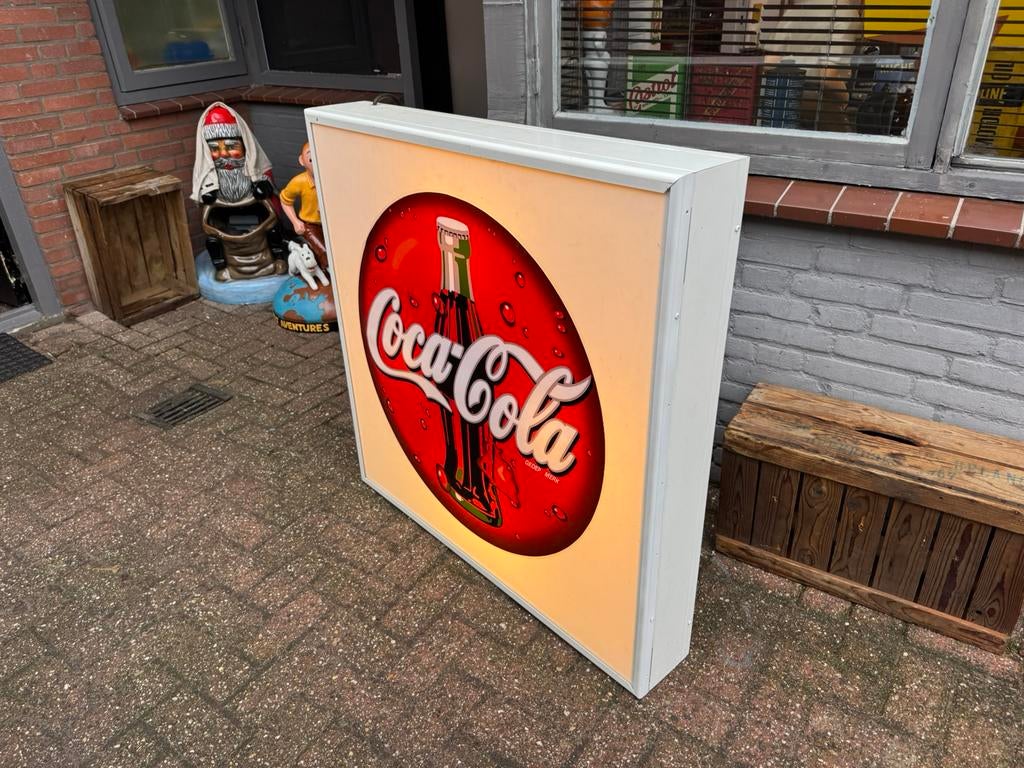 Grote Coca-Cola reclame lichtbak 100 CM, Verzamelen, Ophalen, Gebruikt, Lichtbak of (neon) lamp