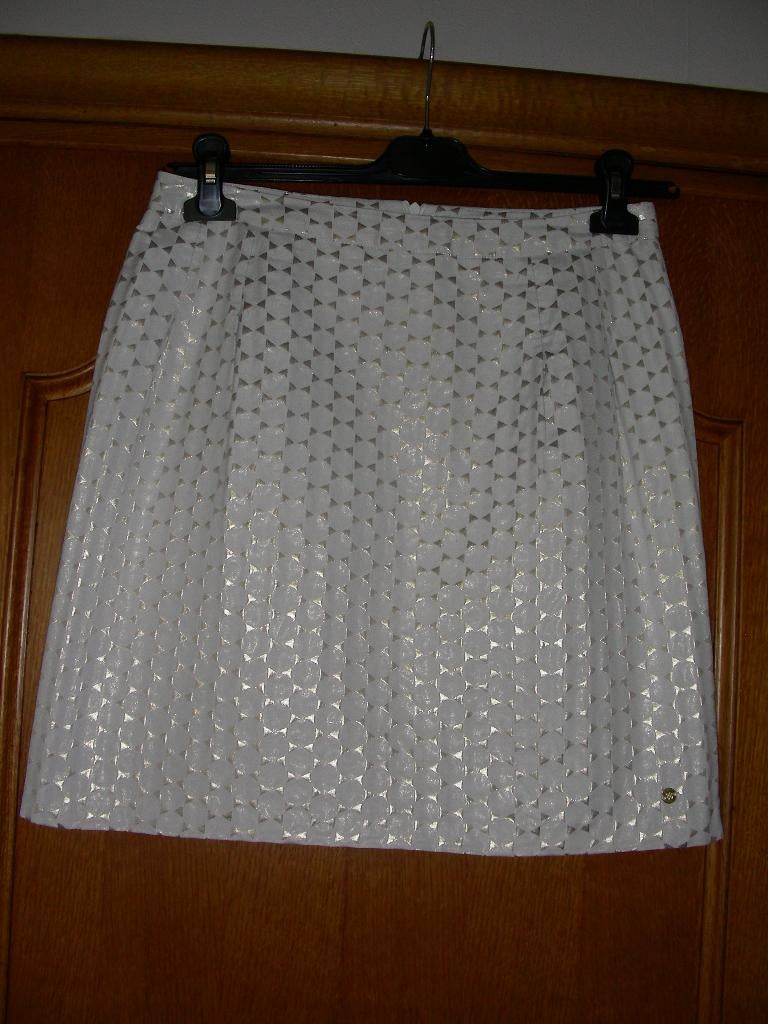 Witte rok met gouden driehoekjes, Terre Bleue, maat 38, Kleding | Dames, Rokken, Maat 38/40 (M), Terre Bleue, Wit, Ophalen of Verzenden