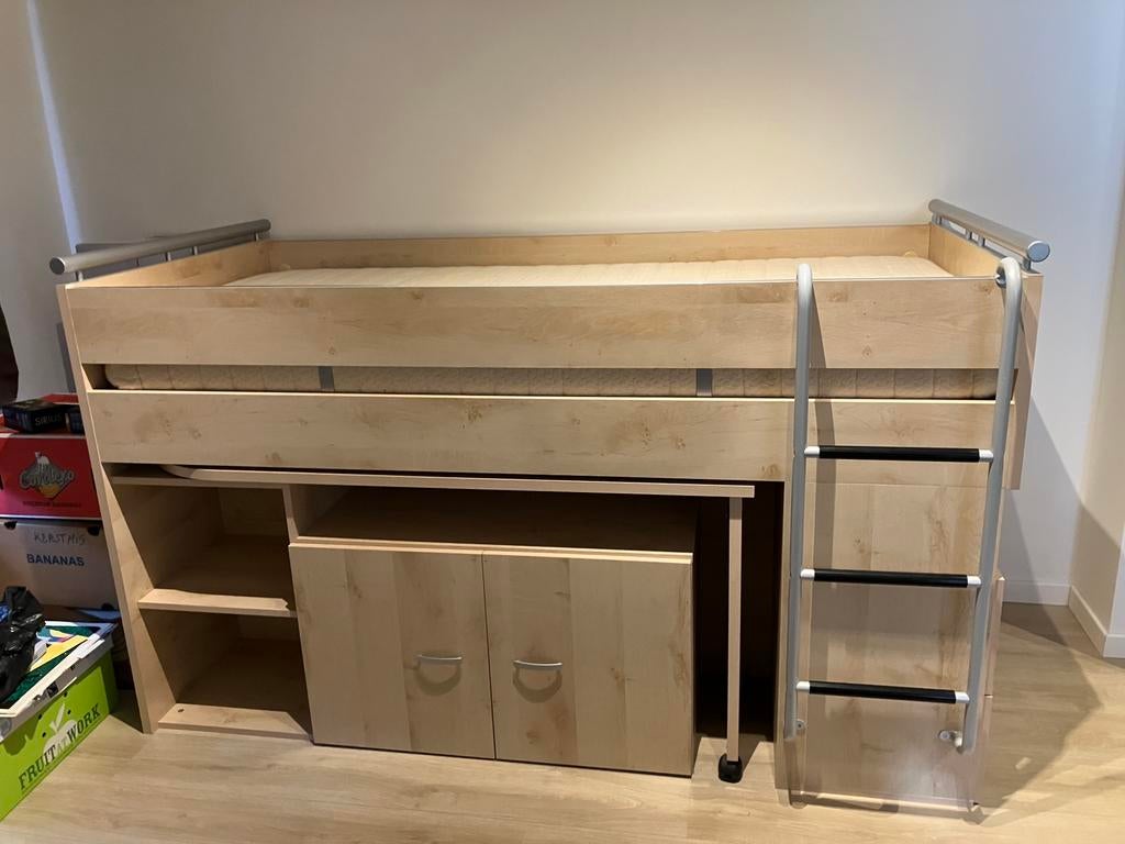 Hoogslaper met bureau, Huis en Inrichting, Ophalen, Gebruikt, Eenpersoons, Hoogslaper