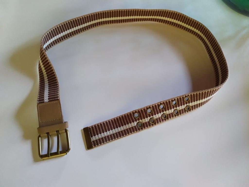 Ceinture pour homme rayée beige/marron et crème Nouveau, Enlèvement ou Envoi