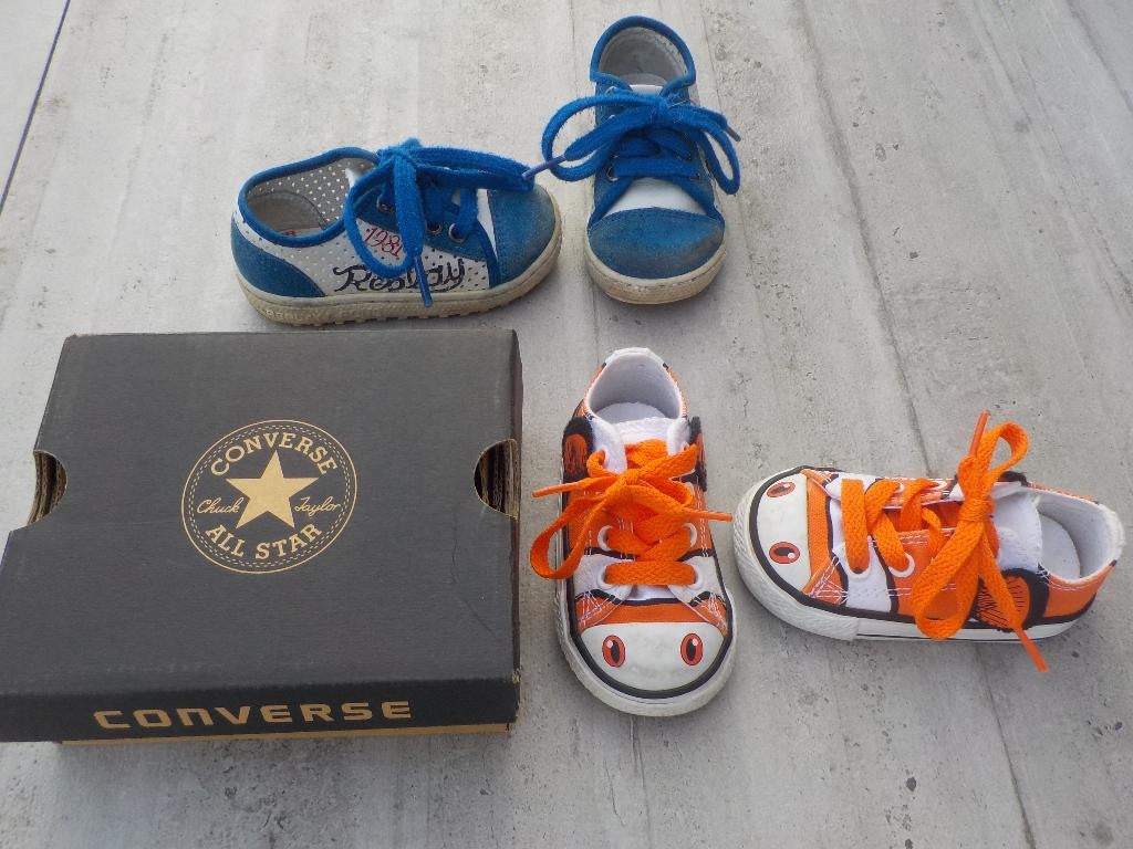 Babyschoentjes Converse All Star maat 19 en Replay maat 20, Gebruikt, Jongen of Meisje, Converse all star, Schoenen
