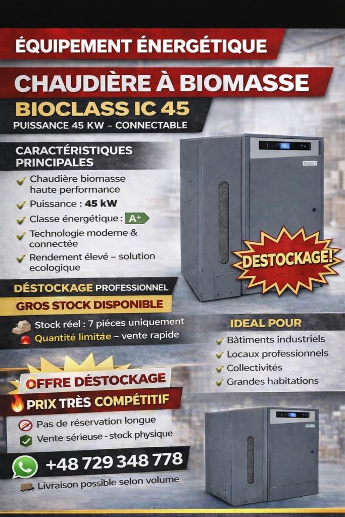 Chaudière à biomasse BIOCLASS IC 45 – 45 kW, Bricolage & Construction, Chauffage & Radiateurs, Comme neuf, Enlèvement ou Envoi