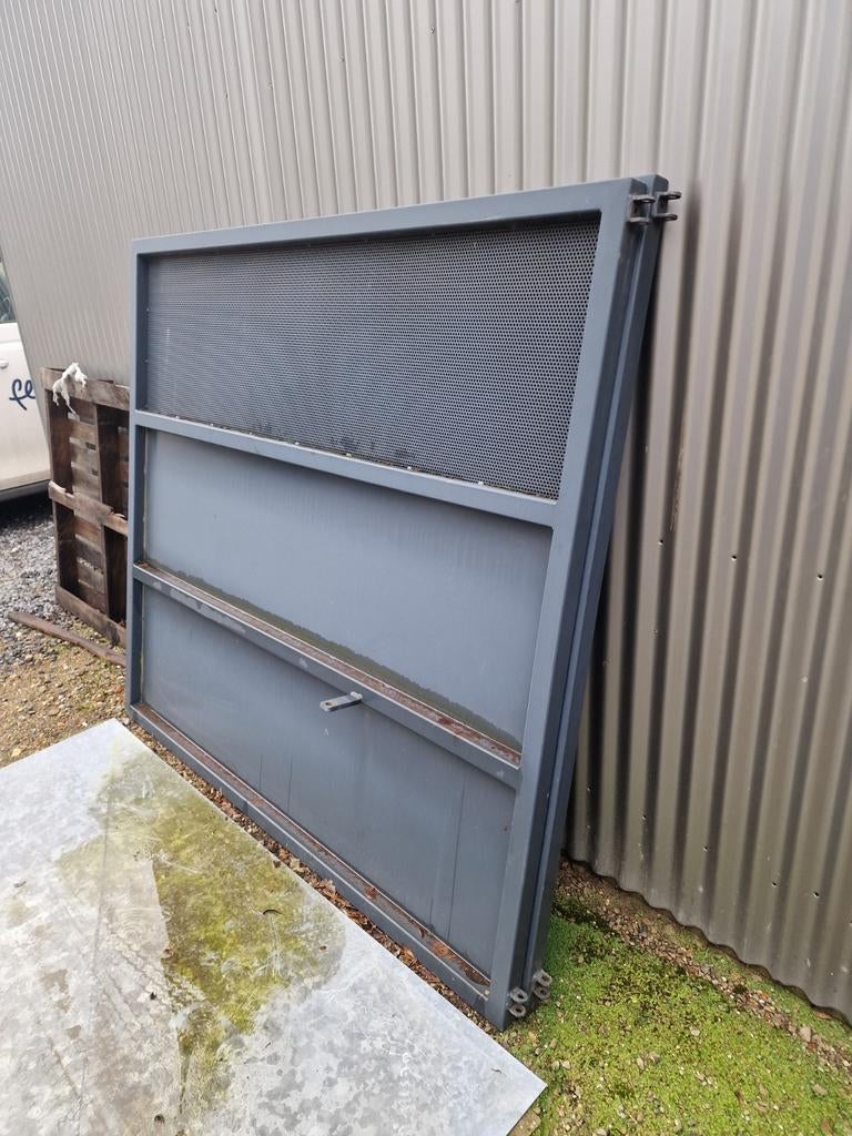 Metalen zware poort ral 7016. 2 vleugels  voetgangerpoortje, Clôture ornementale, Enlèvement, Avec portail, Utilisé