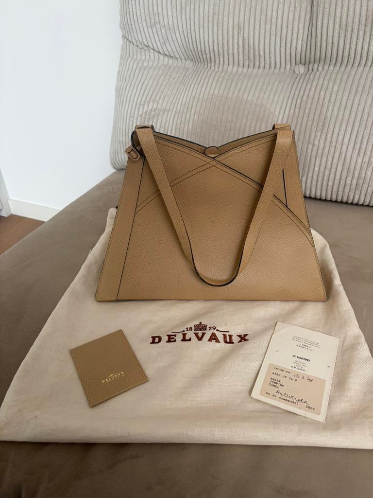 Delvaux “Smile Jumping” handtas – camel  + kaart van aankoop, Ophalen, Zo goed als nieuw, Handtas