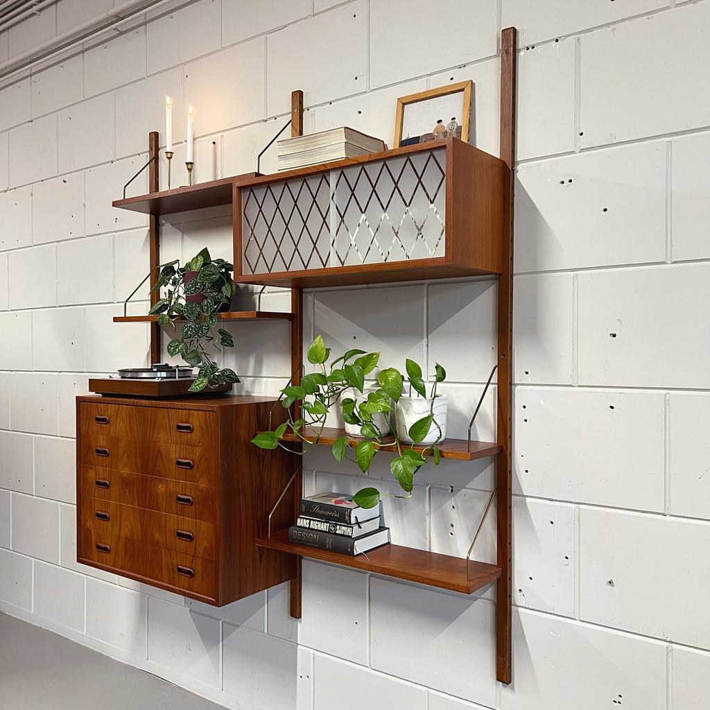 Unité murale vintage •GL Møbler, Randers Denmark•, Maison & Meubles, Armoires | Autre, Enlèvement ou Envoi, Utilisé