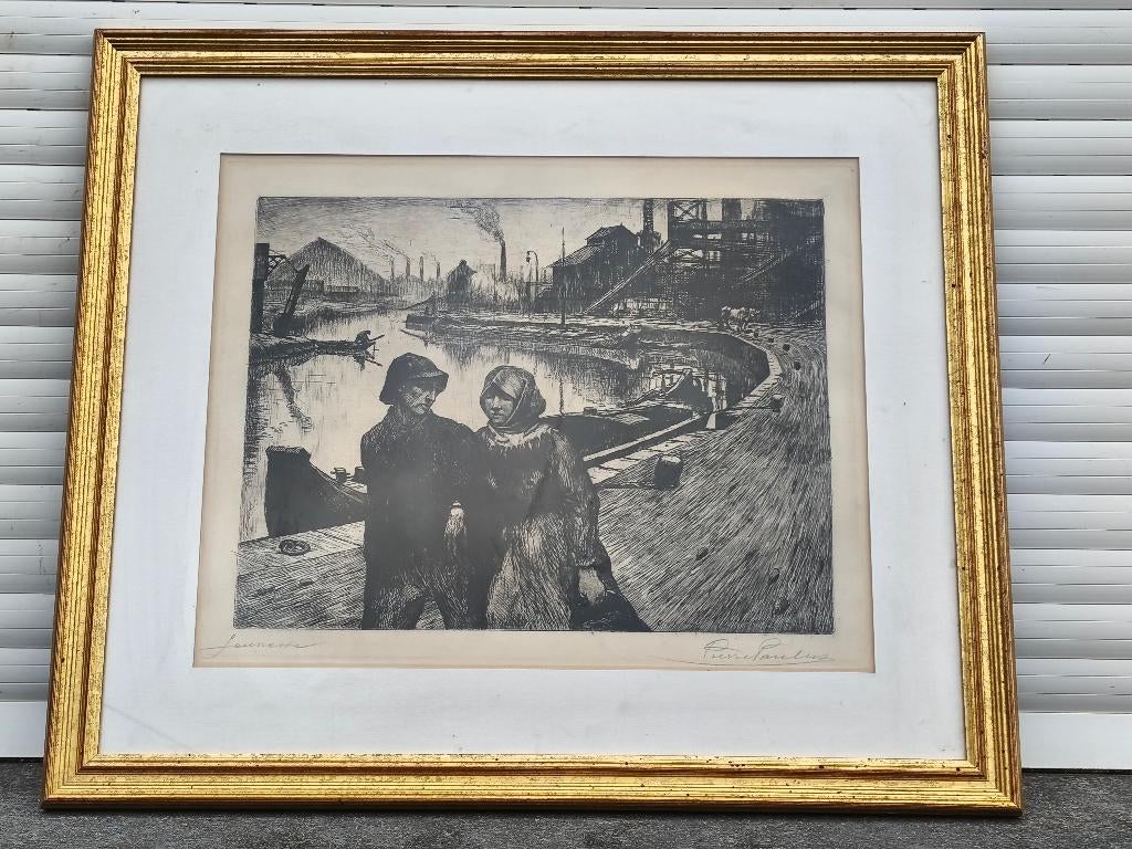 Eau forte jeunesse signe pierre paulus, Antiquités & Art, Enlèvement ou Envoi