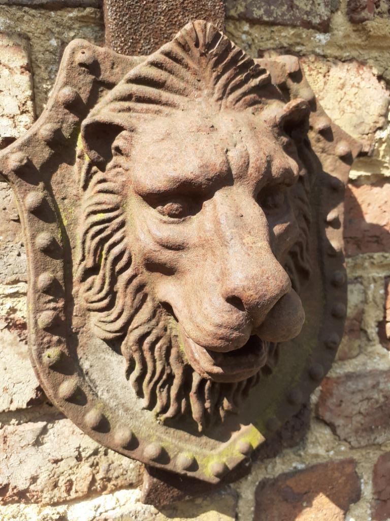 Bouche de fontaine en fonte, blason ,tête de lion., Enlèvement ou Envoi, Comme neuf, Fonte, Fontaine