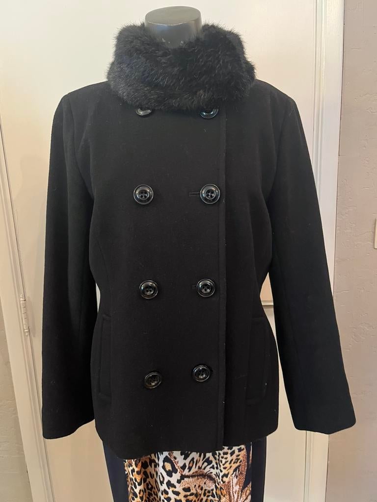 Veste noire doublée en laine de cachemire en parfait état, Enlèvement ou Envoi, Comme neuf, Taille 42/44 (L)