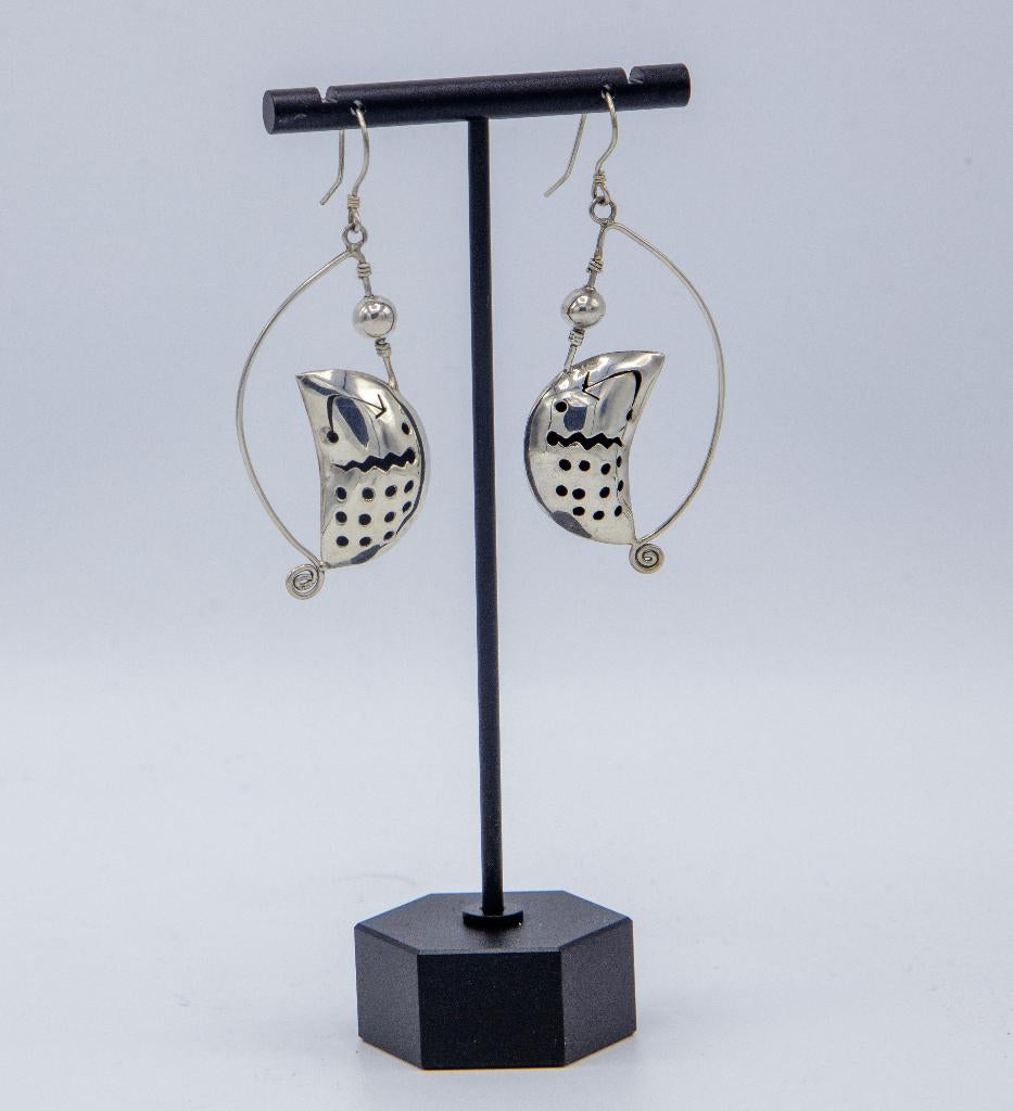 Prachtige zilveren design oorbellen, Hangers, Nieuw, Ophalen of Verzenden, Zilver