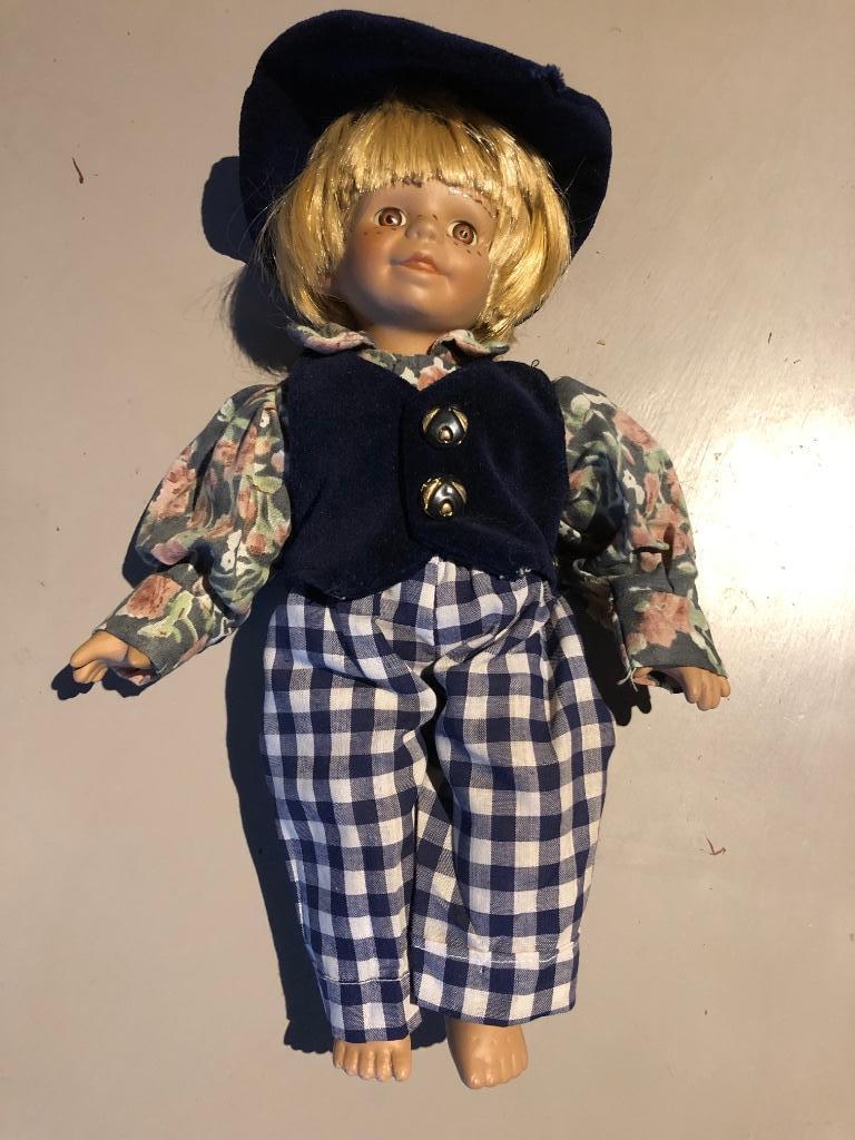 Antieke keramische pop, porselein? Jongen, H28cm, Verzenden, Gebruikt, Pop