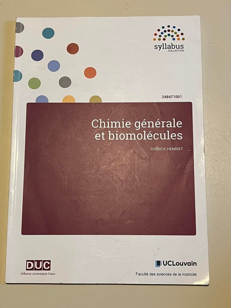 Chimie générale et biomolécules - Patrick Henriet, Boeken, Schoolboeken, Ophalen, Zo goed als nieuw, Scheikunde