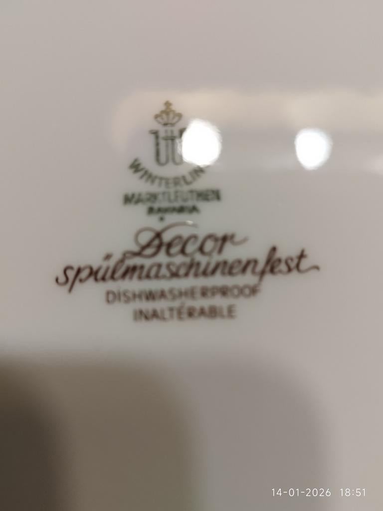 Koffie en eetservies (niet volledig meer) Wit met roos-grijs, Antiek en Kunst, Ophalen