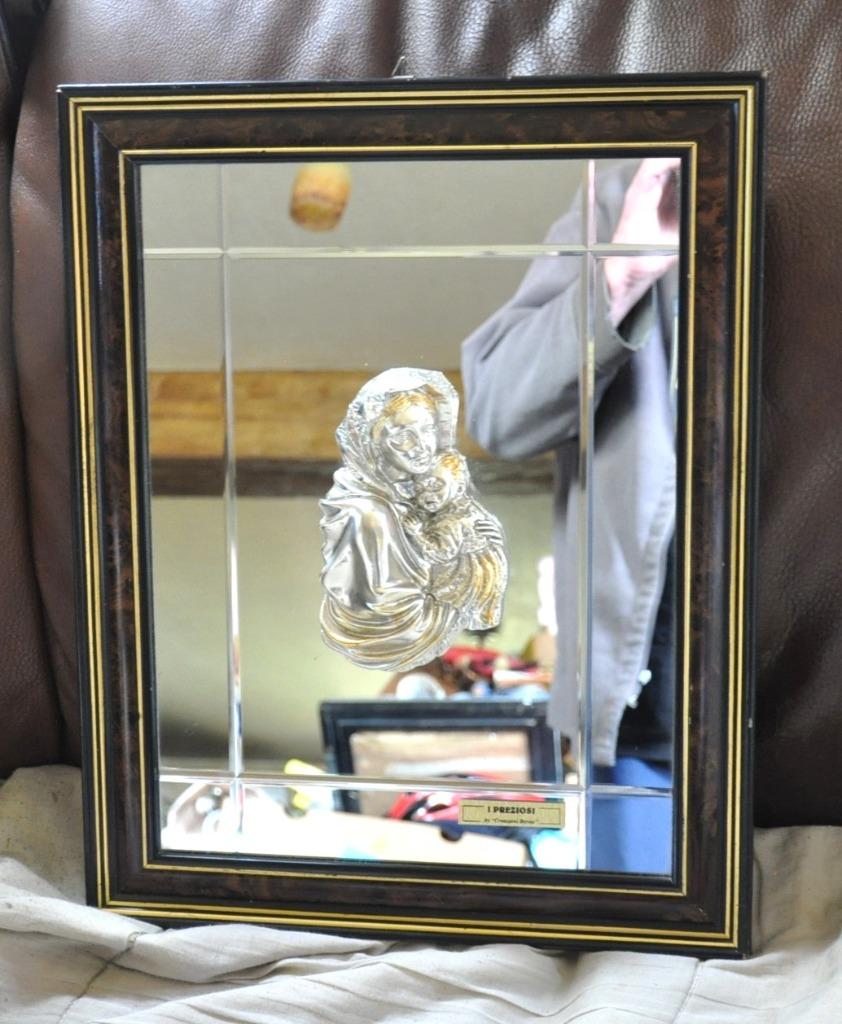 miroir mural avec vierge a l'enfant resine argenté, Enlèvement ou Envoi