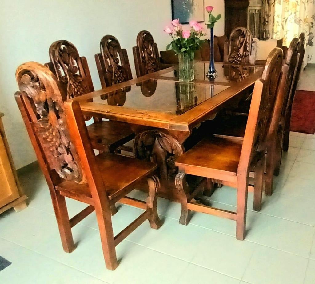 Mexicaanse tafel met 8 stoelen. Handgemaakt, Ophalen