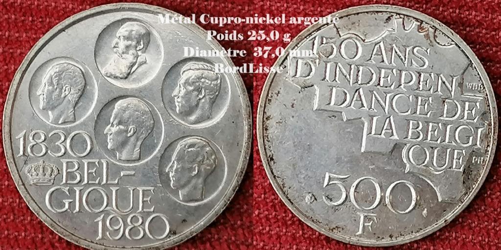 1980-150 ANS INDEPENDANCE BELGIQUE-5 ROIS, Enlèvement ou Envoi, Monnaie en vrac, Argent, Argent