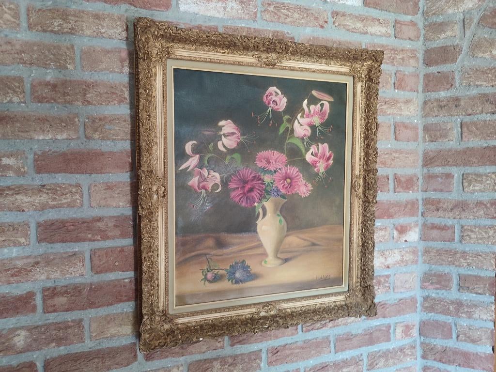Prachtig bloemenschilderij gesigneerd F. Gerday, Antiek en Kunst, Kunst | Schilderijen | Klassiek, Ophalen