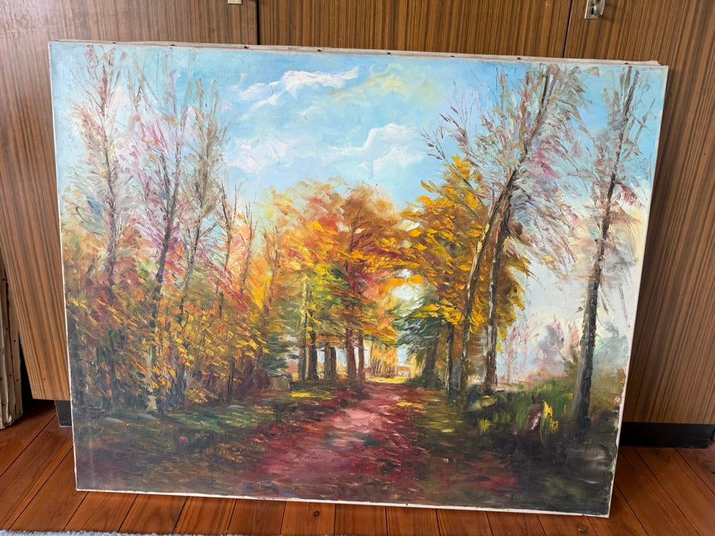 Grote schilderijen (100x80 cm)- kleurrijke bomen, Antiquités & Art, Art | Peinture | Classique, Enlèvement