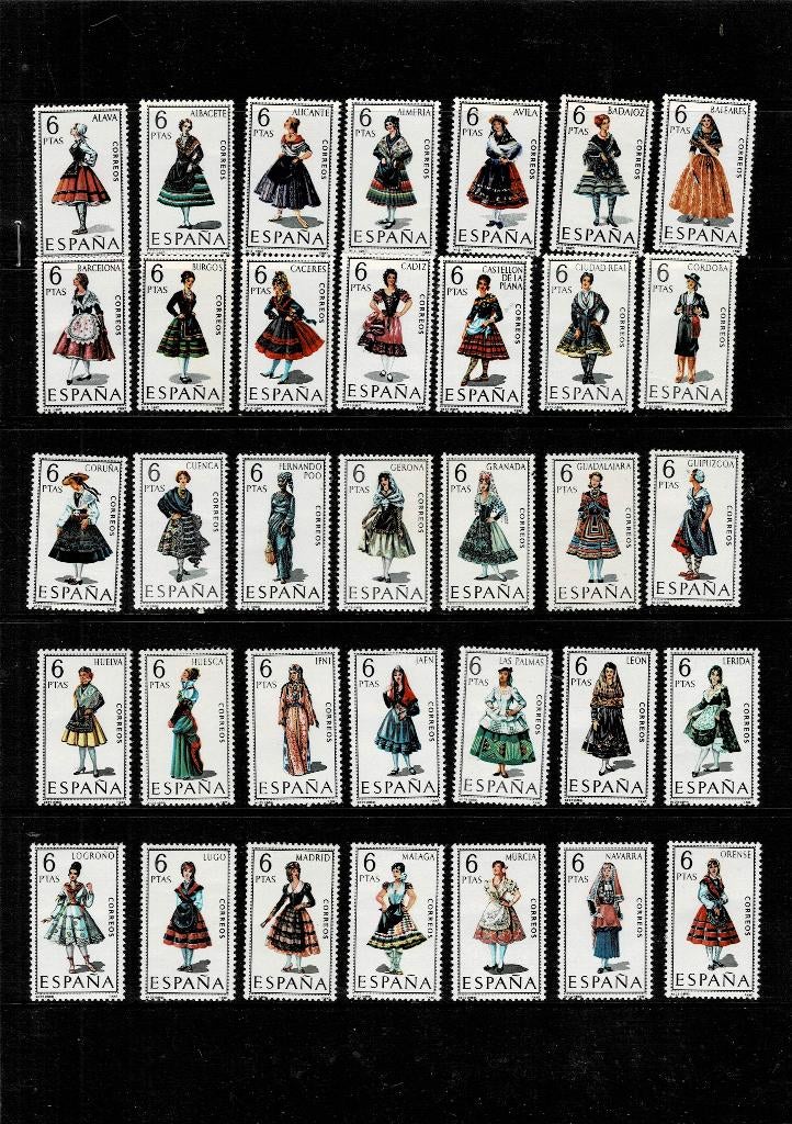 EUROPE ESPAGNE COSTUMES RÉGIONAUX 53 TIMBRES NEUFS - 2 SCANS, Timbres & Monnaies, Timbres | Europe | Espagne, Enlèvement, Non oblitéré