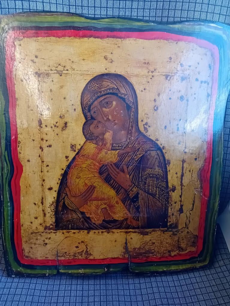 Russisch icoon moeder Gods van Vladimir., Antiek en Kunst, Ophalen of Verzenden