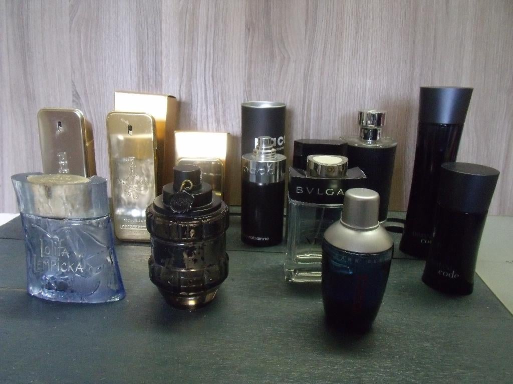 12 flacons parfum vides pour homme - collection, Collections, Enlèvement, Utilisé, Bouteille de parfum