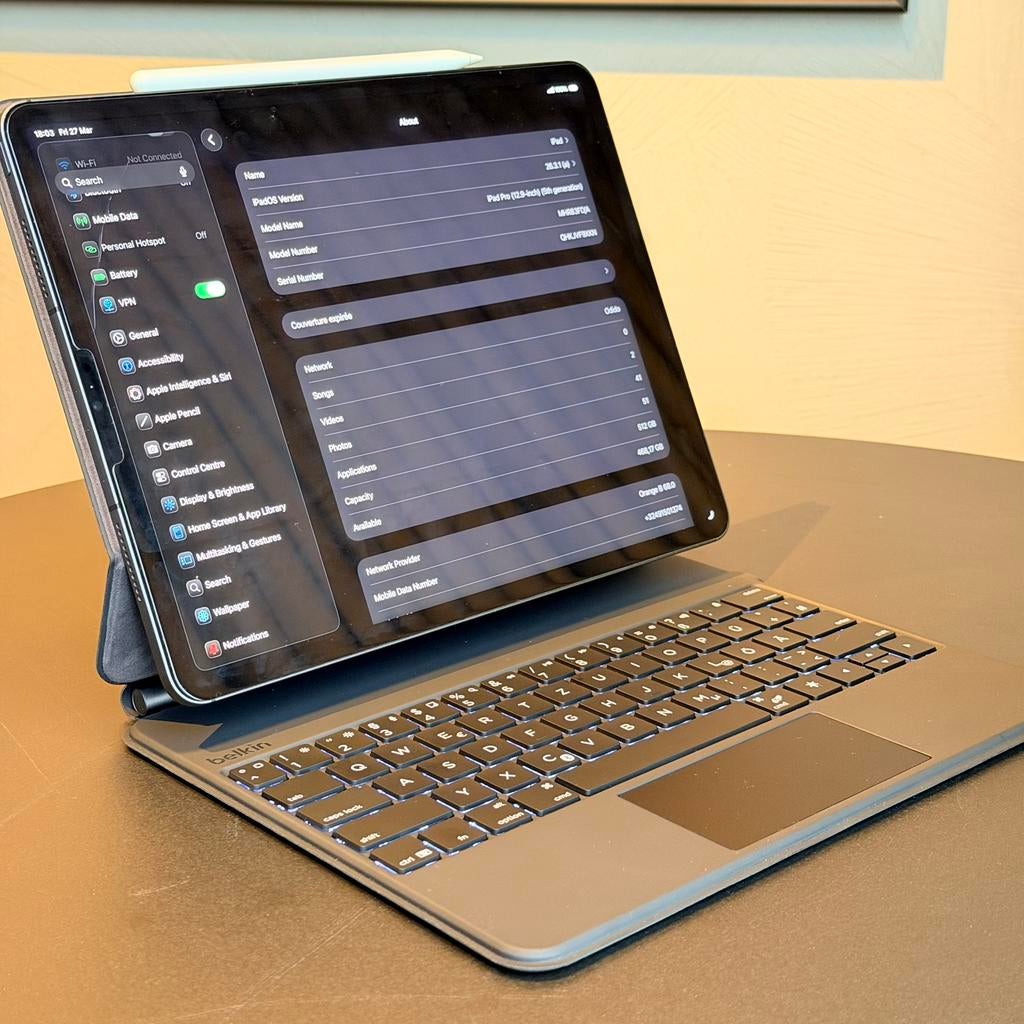 iPad Pro 12,9 (5 gen’) – 512GB+4G (Pencil 2 + Keyboard), Informatique & Logiciels, Gris, 13 pouces ou plus, Comme neuf, Enlèvement