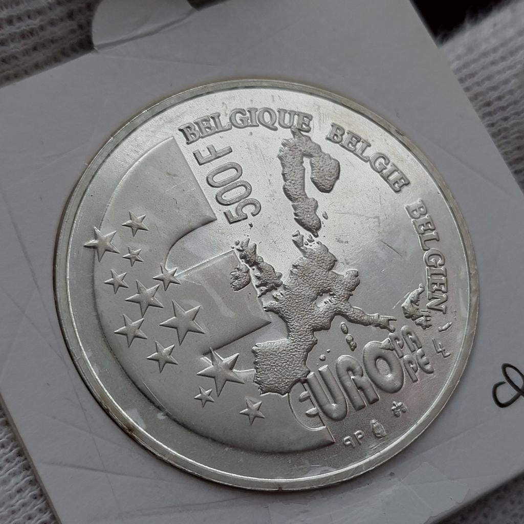 Munt / België / 500 Frank / Albert II / 2001 Q.P / PROOF, Postzegels en Munten, Zilver, Ophalen of Verzenden, Losse munt, Zilver