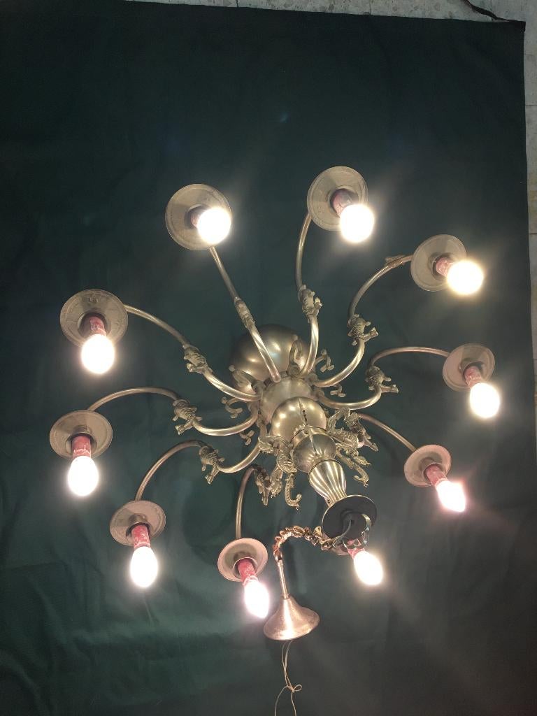 Mooie grote vintage design kroonluchter met figuren, Enlèvement