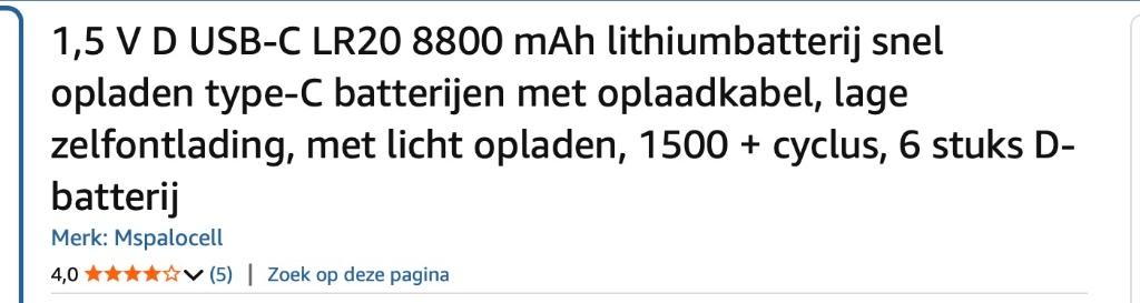 Oplaadbare D batterijen ( 6 stuks ), Audio, Tv en Foto, Accu's en Batterijen, Ophalen, Nieuw, Oplaadbaar