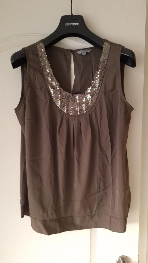 Top à paillettes kaki JBC avec sequins, JBC, Enlèvement ou Envoi, Taille 42/44 (L), Brun