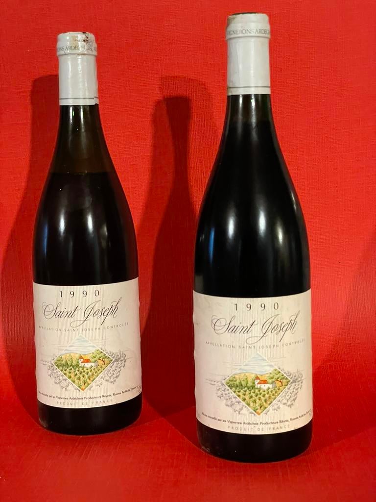 2x Saint-Joseph millésime 1990 vin de France, Collections, Vins, Comme neuf, France, Enlèvement ou Envoi