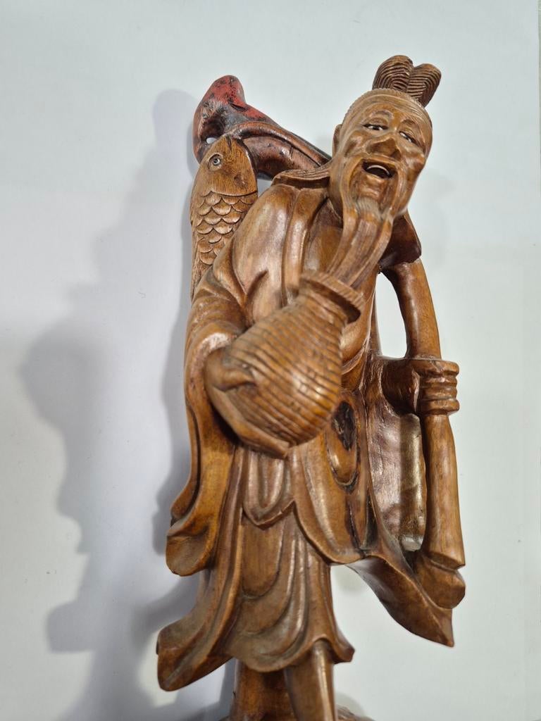 Statue ancienne asiatique, Antiquités & Art, Bois, Statue