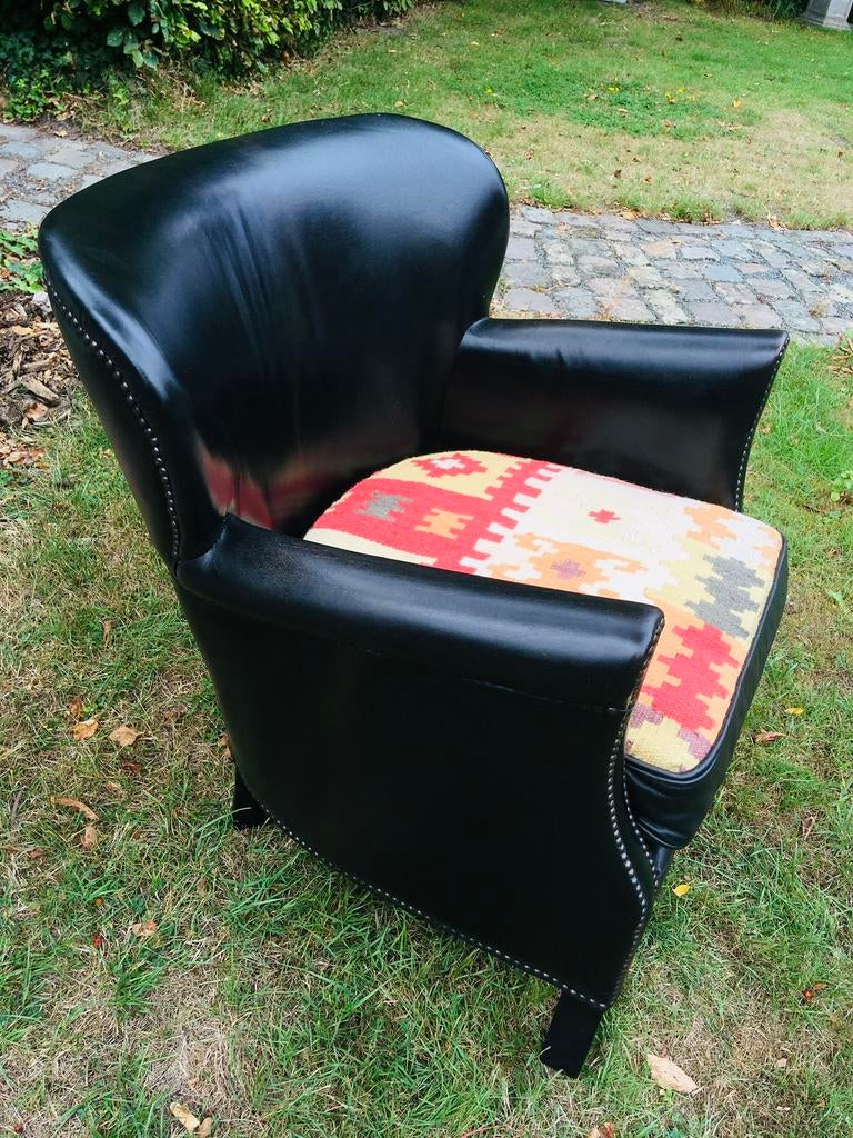 Zeldzame vintage Professor fauteuil met kelim zitting, Ophalen