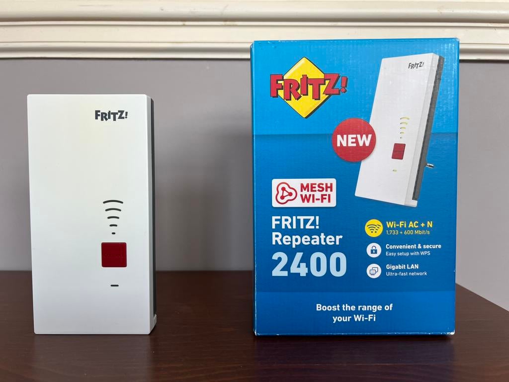 FRITZ! Repeater 2400 – Excellent état, Mesh Wi-Fi puissant, Computers en Software, Ophalen, Zo goed als nieuw