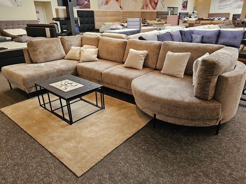 K1I Quin Hoeksalon Moderne Design in taupe stof + Levering, Ophalen, Hoekbank, Vierpersoons of meer, 300 cm of meer