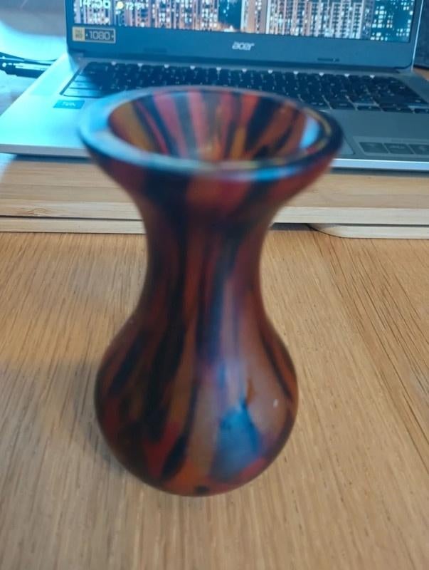 Antieke geëmailleerde glazen vaas. Wijnoogst. Hoogte 12cm, Antiek en Kunst, Ophalen