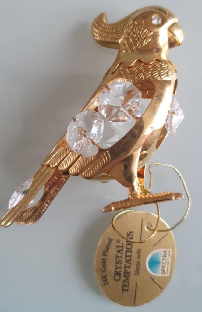 Superbes cristaux de perroquet plaqués or 24 carats., Collections, Pièces de caddie, Envoi