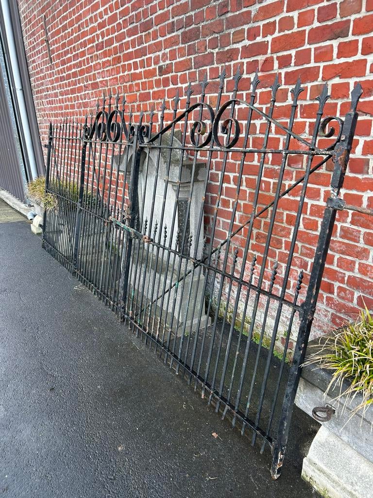 Mooi antiek dubbel vol smeedijzeren hekken poort 3m80, Tuin en Terras, Ophalen, Gebruikt, IJzer, Tuinhek