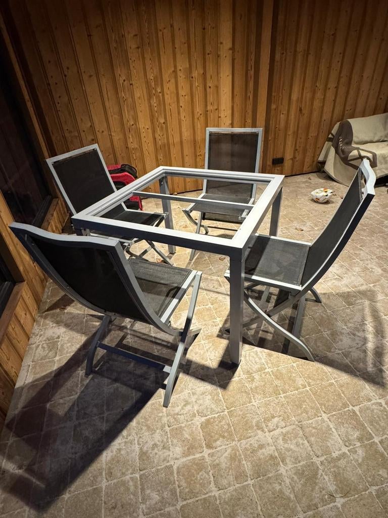 Tuintafel 90x90 met 4 stoelen , zonder blad, Tuin en Terras, Tuintafels, Ophalen