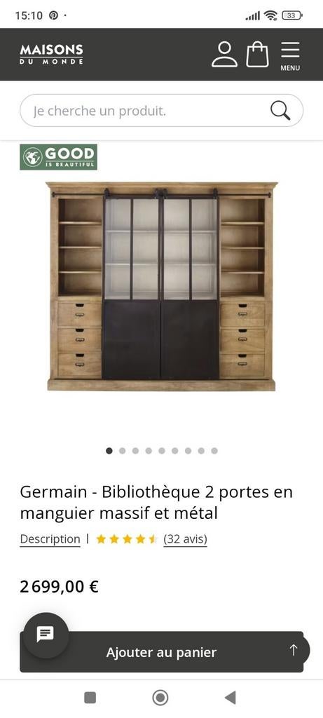 Vaisselier ou bibliothèque Maison du Monde, Enlèvement