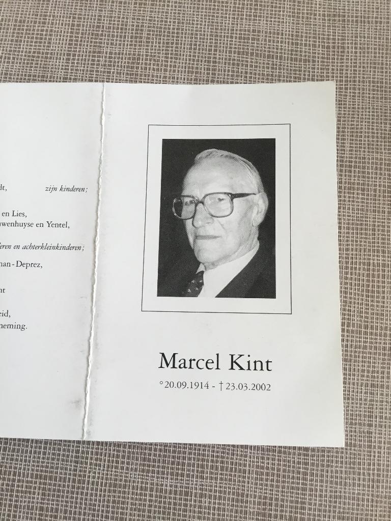 Wielrenner Wereldkampioen 1938 KINT Zwevegem +Kortrijk 2002, Verzamelen, Bidprentjes en Rouwkaarten, Verzenden, Bidprentje