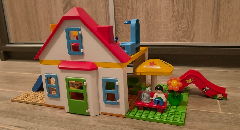 PLAYMOBIL 1.2.3 Woonhuis - 70129 en alle toebehoren, Kinderen en Baby's, Speelgoed | Playmobil, Ophalen, Zo goed als nieuw