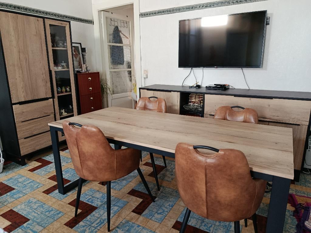 salle à manger Meuble Belot + 4 chaises PU, Enlèvement, Comme neuf, Belot, 4 à 6 chaises