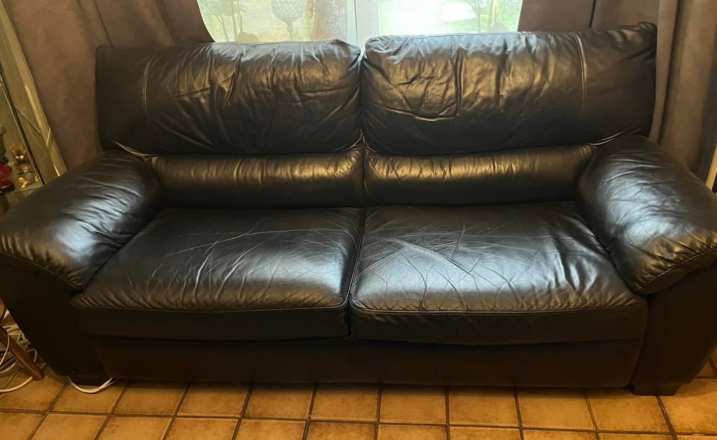 Lederen NATUZZI 3 zit zetel, Huis en Inrichting, Zetels | Zetels, Ophalen, Zo goed als nieuw