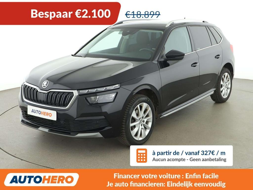 Skoda Kamiq 1.0 TSI Style (bj 2021, automaat), Auto's, Stof, Gebruikt, Euro 6, Zwart