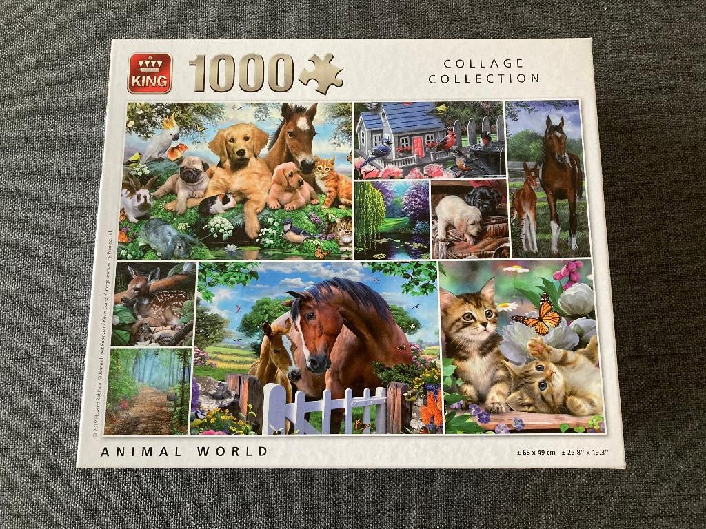 Puzzel 'Animal World', merk : King, 1000 stukjes (compleet), Ophalen of Verzenden, 500 t/m 1500 stukjes, Zo goed als nieuw, Legpuzzel