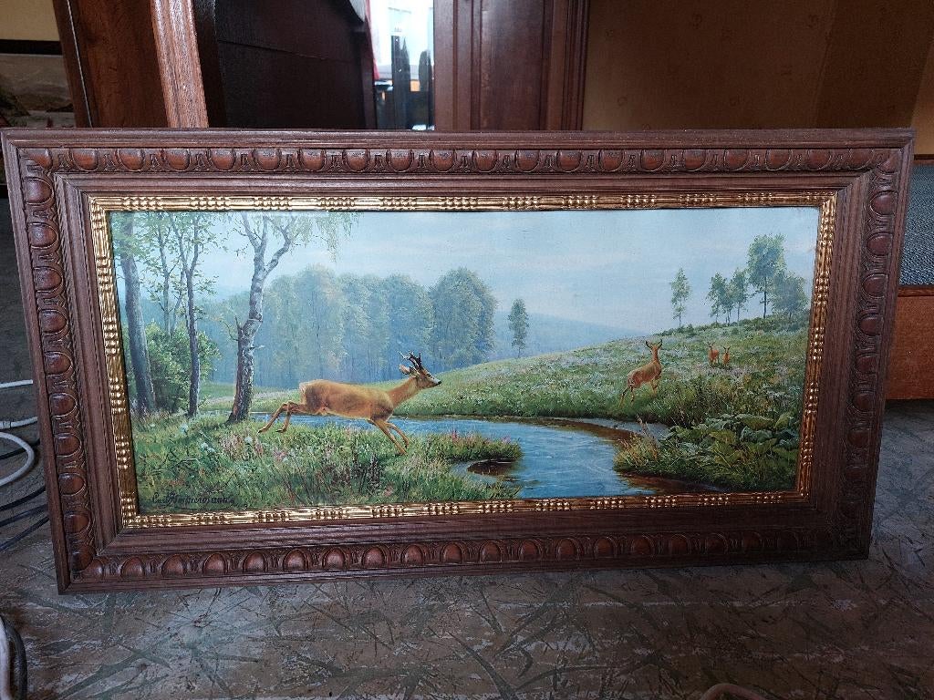Estampe chevreuil de Carl ZIMMERMAN, Antiek en Kunst, Ophalen