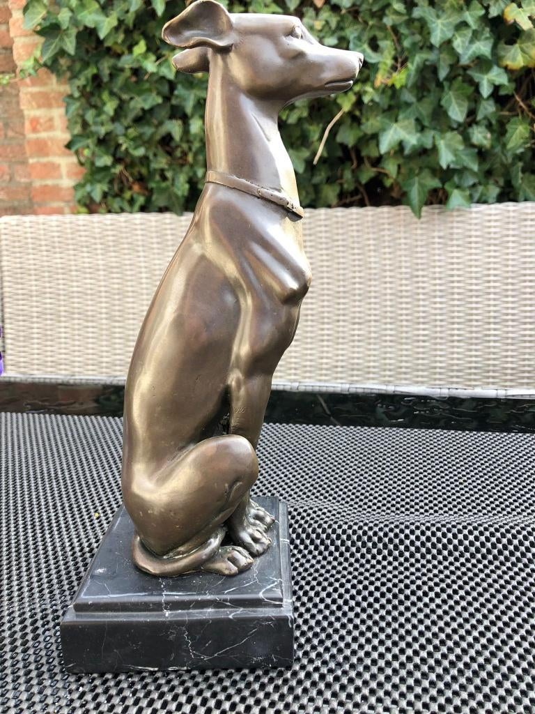bronzen sculptuur hond windhond whippet, Ophalen of Verzenden
