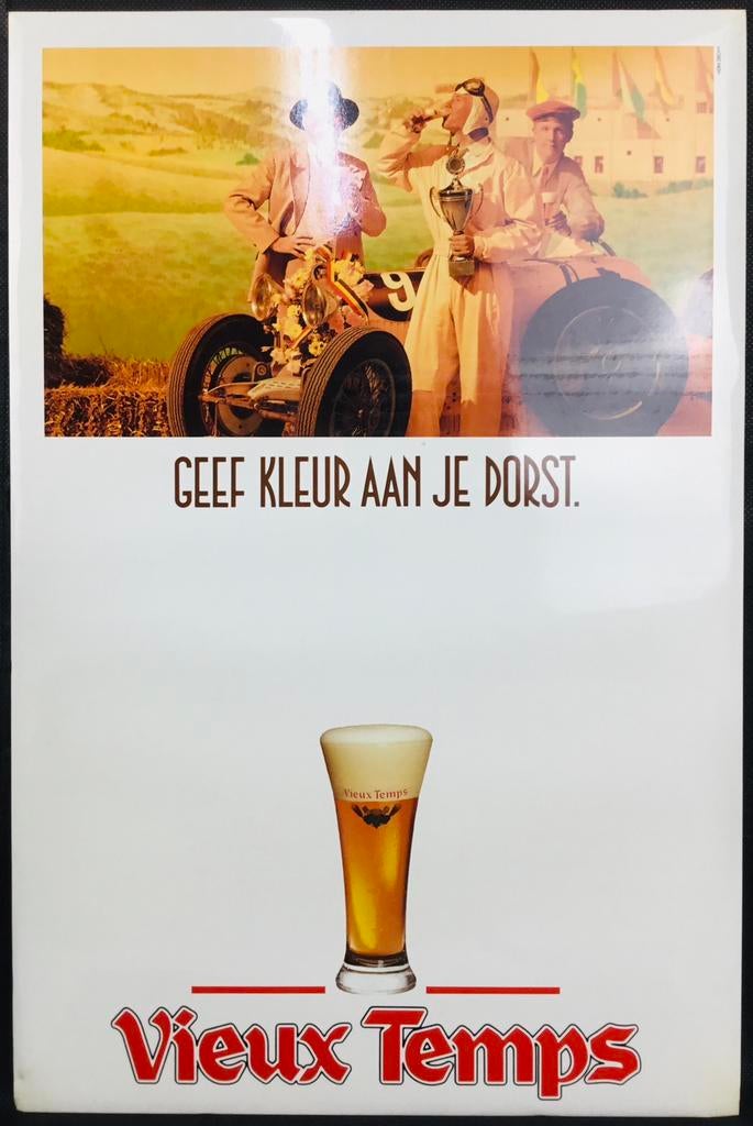 Enseigne publicitaire bière en carton Vintage Vieux Temps, Enlèvement ou Envoi, Comme neuf, Panneau publicitaire